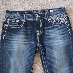 Miss Me Women's Indigo Boot Cut Jeans with Embellished Pockets